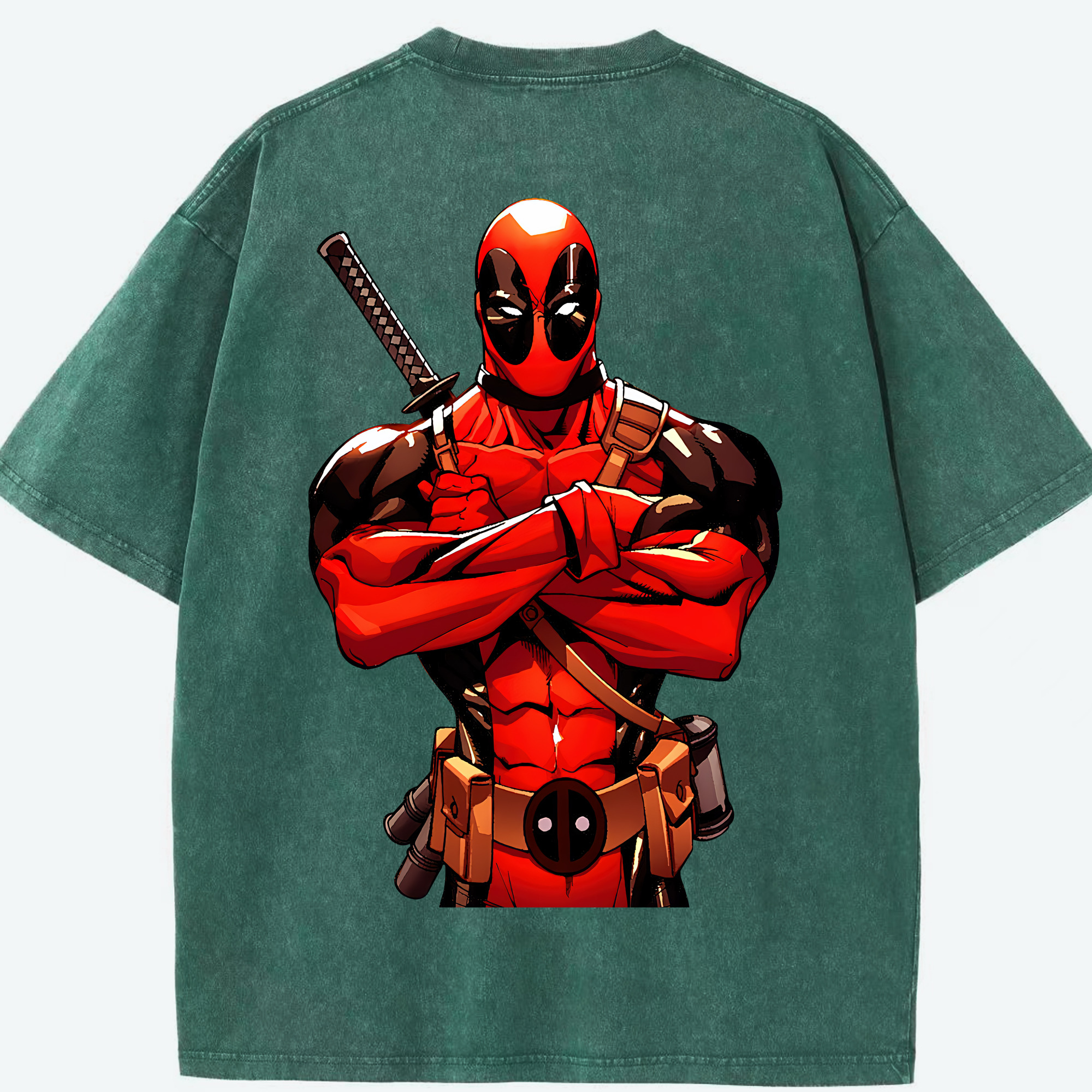 （画像用） Deadpool デッドプール 綿100% ヴィンテージ風 半袖Tシャツ（背面プリント）